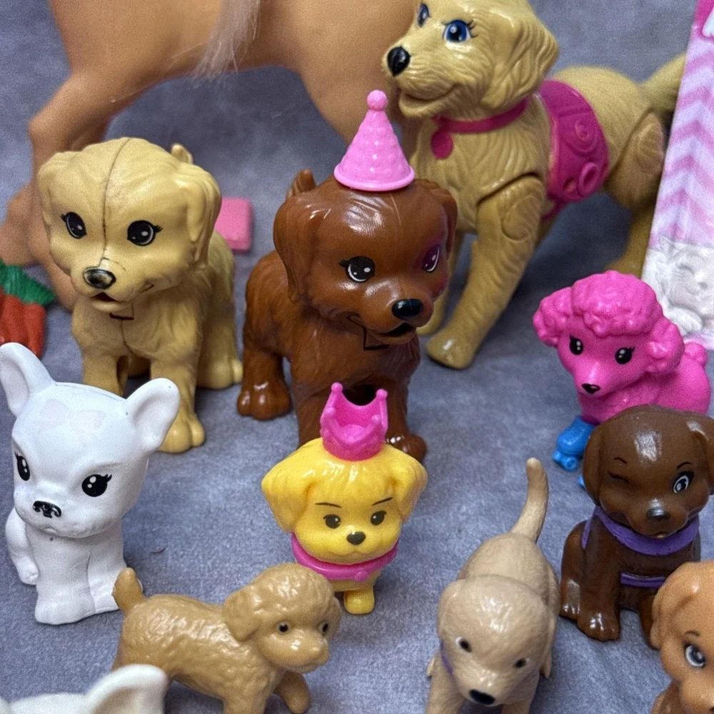 Huge Lot Of Barbie Chelsea 30 Pets Dogs Cats Pony & House Accessories Brushes
